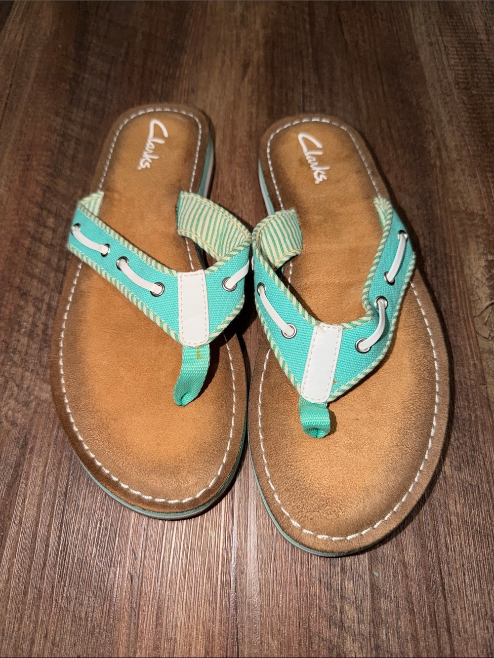 Clark's Aqua Green/Blue Flo Cherrymore Sandal Sz 8 NWOT